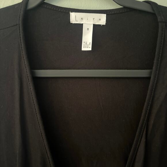 Leith Black V Neck Wrap Front Top - Picture 3 of 5